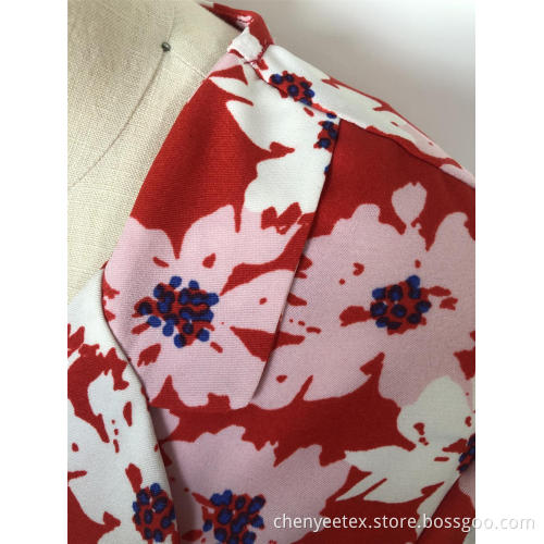 Floral cross collar tie top with long sleeves